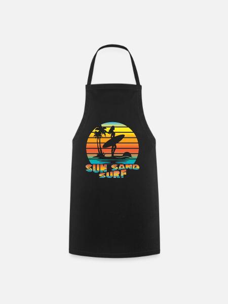 SUN SAND SURF. Sommer, Strand, Meer, Palmen, Cool, - Kochschürze - Schwarz
