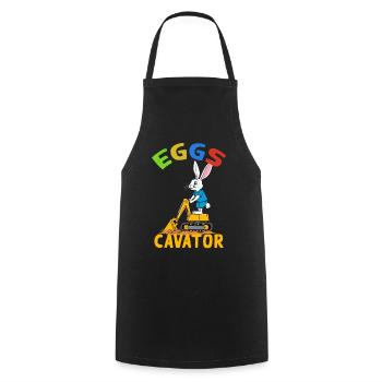 Lustiger Ostern Spruch Osterhase Baggerfahrer - Kochschürze - Schwarz - Vorne - AI Model Male 185 dark (185cm)
