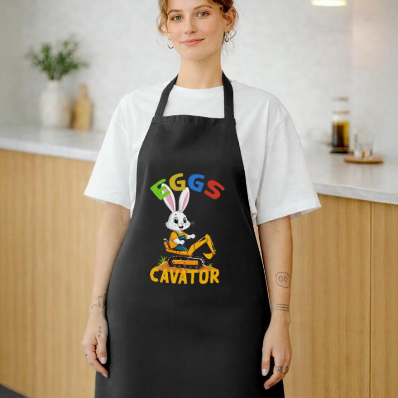 Funny Easter Saying Easter Bunny Excavator Driver Cooking Apron