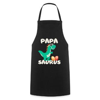 Fête des pères Papa Saurus Dinosaure Famille Drôle - Tablier de cuisine - noir - Devant - AI Model Male 185 dark (185cm)