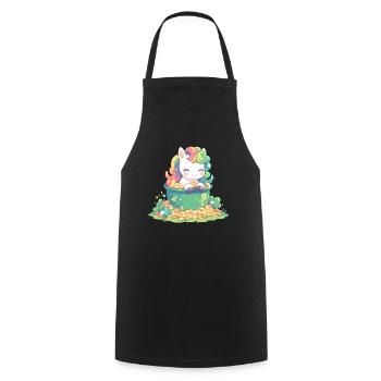 Licorne Saint-Patrick Licorne japonaise - Tablier de cuisine - noir - Devant - AI Model Male 185 dark (185cm)