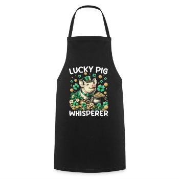 Lucky Pig Whisperer - Kochschürze - Schwarz - Vorne - AI Model Male 185 dark (185cm)