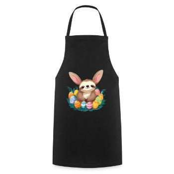 Funny Sloth Easter Bunny Iconic Easter - Cooking Apron - black - Front - AI Model Male 185 dark (185cm)