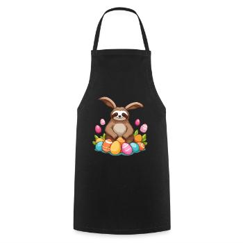 Drôle de paresseux lapin de Pâques emblématique Pâques - Tablier de cuisine - noir - Devant - AI Model Male 185 dark (185cm)