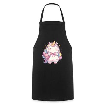 Licorne Kawaii Japonais - Tablier de cuisine - noir - Devant - AI Model Male 185 dark (185cm)