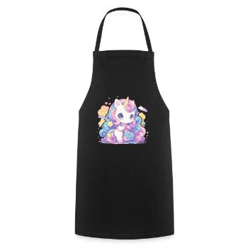 Licorne Kawaii Japonais - Tablier de cuisine - noir - Devant - AI Model Male 185 dark (185cm)