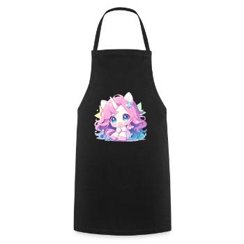 Licorne Kawaii Japonais - Tablier de cuisine - noir - Devant - AI Model Male 185 dark (185cm)