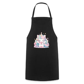 Licorne Kawaii Japonais - Tablier de cuisine - noir - Devant - AI Model Male 185 dark (185cm)