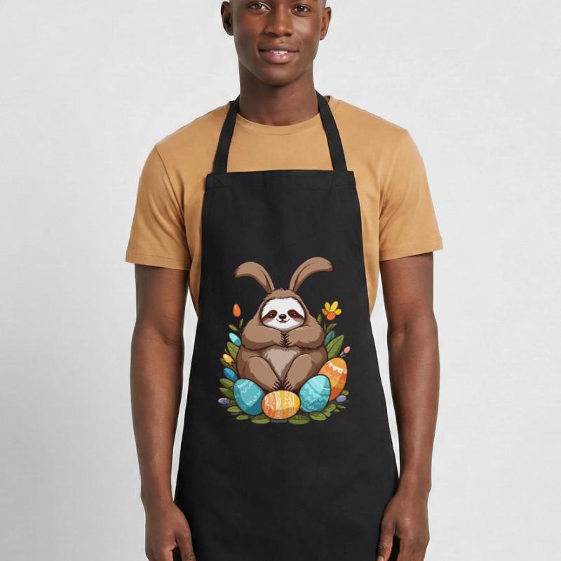 Funny Sloth Easter Bunny Cute Easter Sloth Cooking Apron