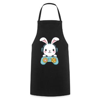 Easter Bunny Gamer Iconic Easter Gaming - Cooking Apron - black - Front - AI Model Male 185 dark (185cm)