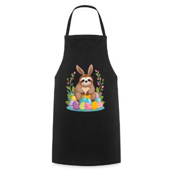 Funny Sloth Easter Bunny Iconic Easter - Cooking Apron - black - Front - AI Model Male 185 dark (185cm)