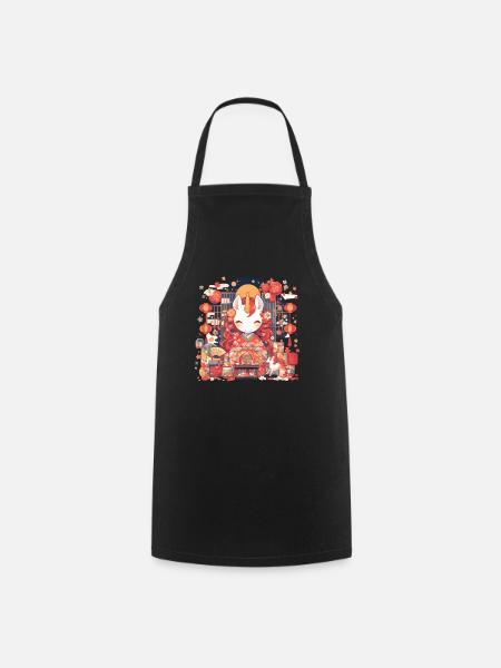Einhorn Kawaii Japanisch - Kochschürze - Schwarz