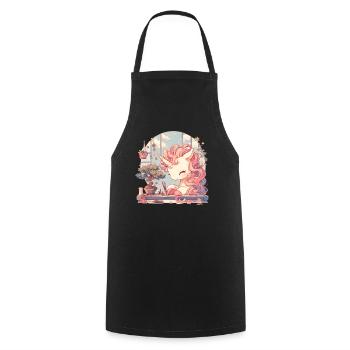 Licorne Kawaii Japonais - Tablier de cuisine - noir - Devant - AI Model Male 185 dark (185cm)