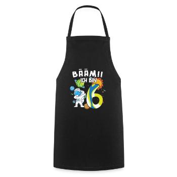 Bääm I'm 6 Astronaut - Cooking Apron - black - Front - AI Model Male 185 dark (185cm)