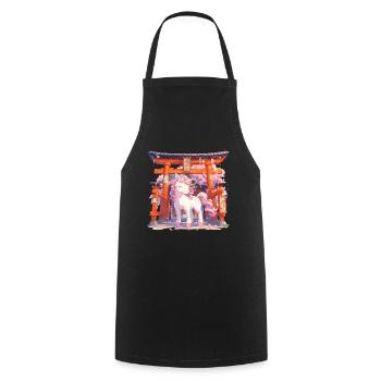 Licorne Torii Porte Kawaii Japonais - Tablier de cuisine - noir - Devant - AI Model Male 185 dark (185cm)