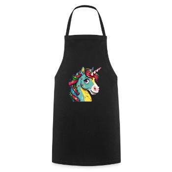 Licorne Noël Kawaii - Tablier de cuisine - noir - Devant - AI Model Male 185 dark (185cm)