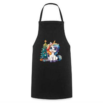 Unicorn Christmas Tree Kawaii - Cooking Apron - black - Front - AI Model Male 185 dark (185cm)