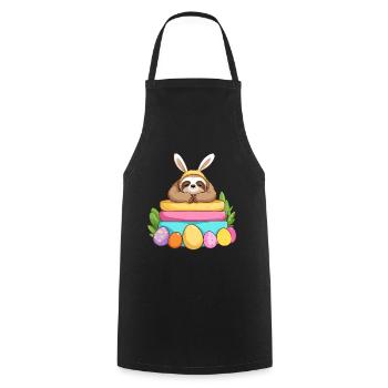 Funny Sloth Easter Bunny Iconic Easter - Cooking Apron - black - Front - AI Model Male 185 dark (185cm)
