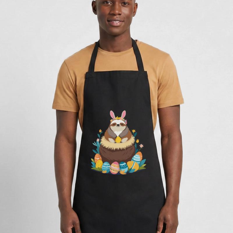 Funny Sloth Easter Bunny Cute Easter Sloth Cooking Apron