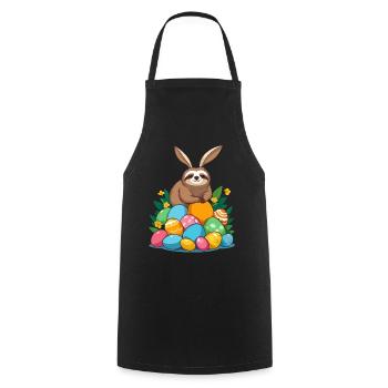 Funny Sloth Easter Bunny Iconic Easter - Cooking Apron - black - Front - AI Model Male 185 dark (185cm)