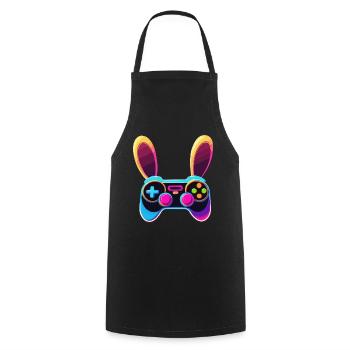 Lapin de Pâques Gamer Jeux de Pâques emblématiques - Tablier de cuisine - noir - Devant - AI Model Male 185 dark (185cm)
