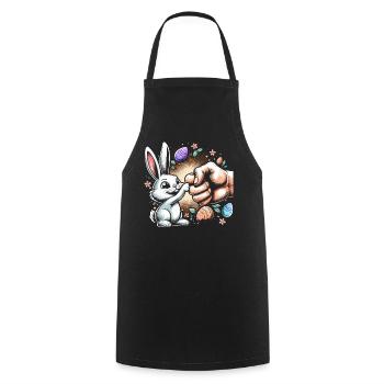 Poing de lapin cool - Tablier de cuisine - noir - Devant - AI Model Male 185 dark (185cm)