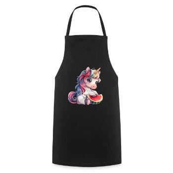 Einhorn Wassermelone Kawaii Japanisch - Kochschürze - Schwarz - Vorne - AI Model Male 185 dark (185cm)