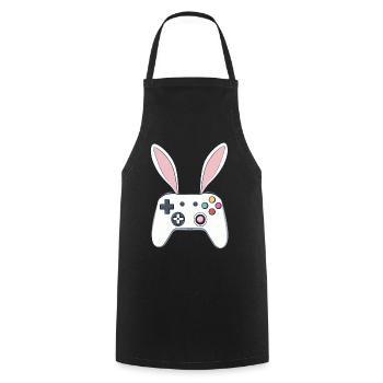 Lapin de Pâques Gamer & Gaming Streetwear Iconique - Tablier de cuisine - noir - Devant - AI Model Male 185 dark (185cm)