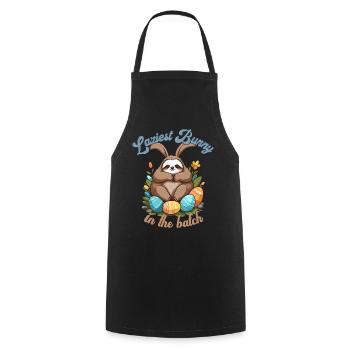 Drôle de dicton paresseux lapin de Pâques emblématique - Tablier de cuisine - noir - Devant - AI Model Male 185 dark (185cm)