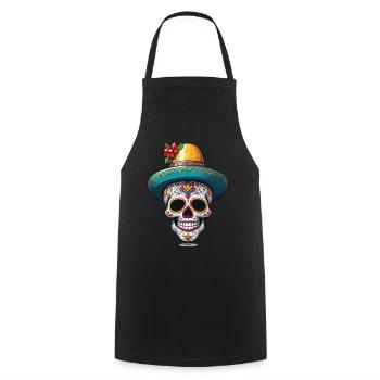 Iconic Sugar Skull Mexico Skull Streetwear - Cooking Apron - black - Front - AI Model Male 185 dark (185cm)