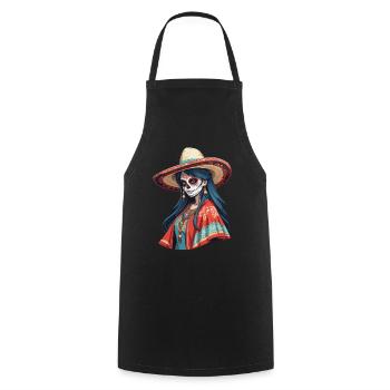 Ikonischer Zuckerschädel Mexikanisches Girl - Kochschürze - Schwarz - Vorne - AI Model Male 185 dark (185cm)