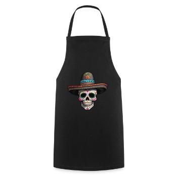 Fête mexicaine emblématique de Sugar Skull - Tablier de cuisine - noir - Devant - AI Model Male 185 dark (185cm)