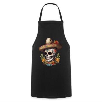 Iconique Sugar Skull Mexico Streetwear - Tablier de cuisine - noir - Devant - AI Model Male 185 dark (185cm)