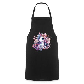 Licorne Kawaii Japonais - Tablier de cuisine - noir - Devant - AI Model Male 185 dark (185cm)