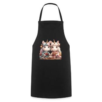 Unicorn Tea Ceremony Kawaii Japanese - Cooking Apron - black - Front - AI Model Male 185 dark (185cm)
