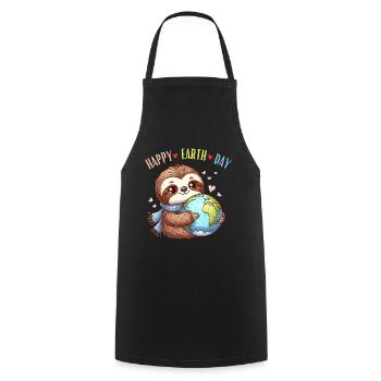 Happy Earth Day Sloth World Globe Heart Nature - Cooking Apron - black - Front - AI Model Male 185 dark (185cm)