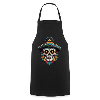 Fête mexicaine emblématique de Sugar Skull - Tablier de cuisine - noir - Devant - AI Model Male 185 dark (185cm)