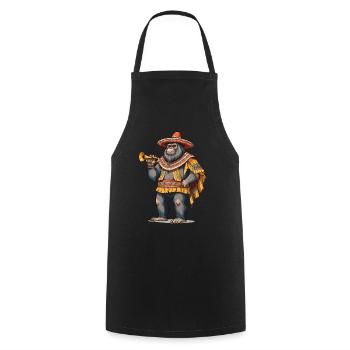 Sasquatch Bigfoot mexicain avec sombrero - Tablier de cuisine - noir - Devant - AI Model Male 185 dark (185cm)