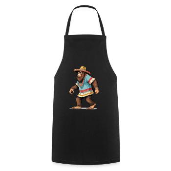 Mexicain Bigfoot Sasquatch Sombrero - Tablier de cuisine - noir - Devant - AI Model Male 185 dark (185cm)
