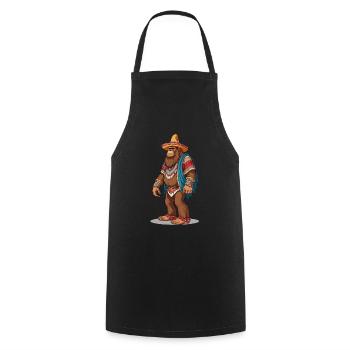 Sasquatch Bigfoot mexicain avec sombrero - Tablier de cuisine - noir - Devant - AI Model Male 185 dark (185cm)