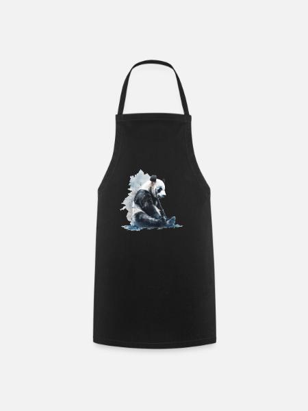 Pandabär Aquarelle Japanischer Panda - Kochschürze - Schwarz