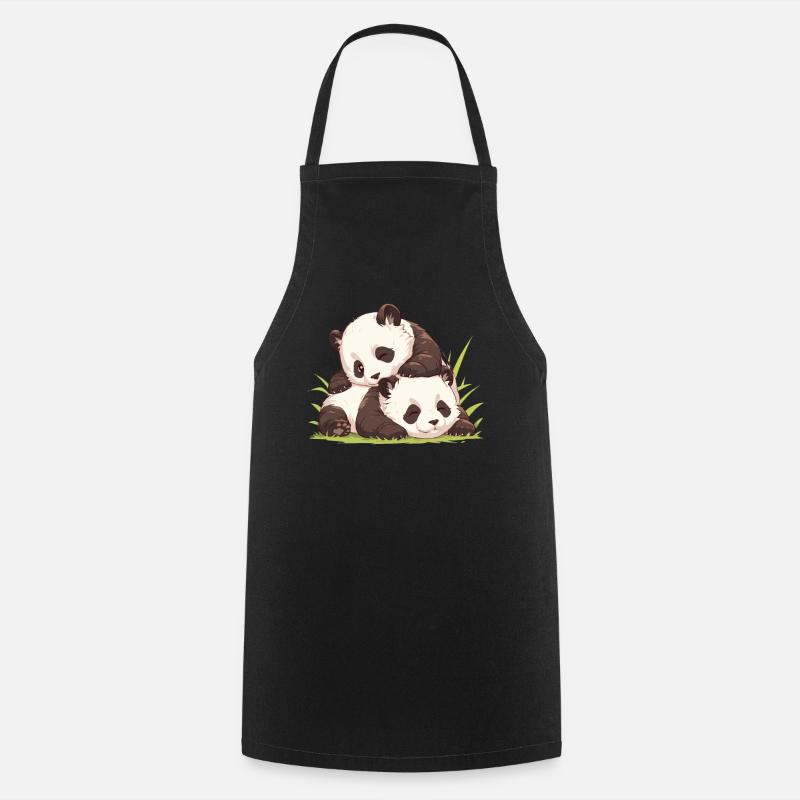 Panda Bear Cub Japanese Panda - Cooking Apron - black