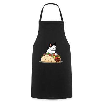 Taco Cat Cinco De Mayo Aesthetic Funny Food - Cooking Apron - black - Front - AI Model Male 185 dark (185cm)