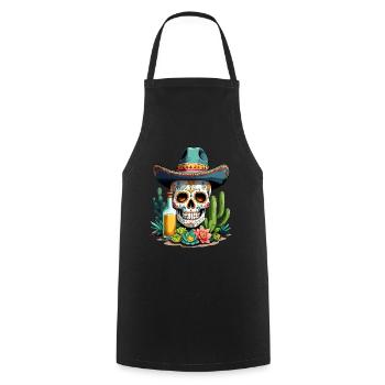 Sugar Skull Mexique Tequila Cinco de Mayo Célébration - Tablier de cuisine - noir - Devant - AI Model Male 185 dark (185cm)