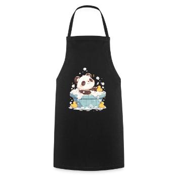 Panda Bear Bubble Bath Japanese Giant Panda - Cooking Apron - black - Front - AI Model Male 185 dark (185cm)