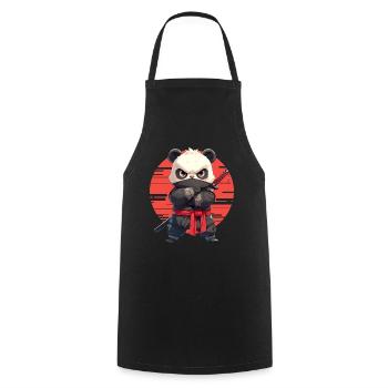Panda Bear Ninja Panda géant japonais - Tablier de cuisine - noir - Devant - AI Model Male 185 dark (185cm)