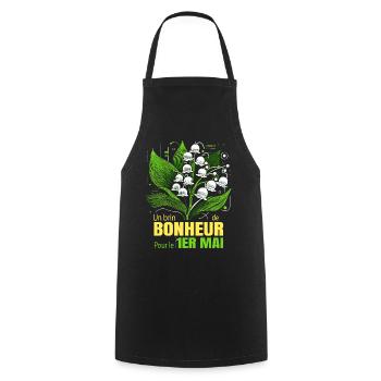 Lily of the Valley Festival is a bit of happiness for May 1st - Cooking Apron - black - Front - AI Model Male 185 dark (185cm)