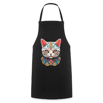 Chat Mexique Sugar Skull Streetwear Design - Tablier de cuisine - noir - Devant - AI Model Male 185 dark (185cm)