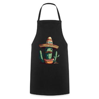 Cactus Fiesta Mexican Holiday Funny - Cooking Apron - black - Front - AI Model Male 185 dark (185cm)