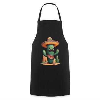 Cactus Fiesta Vacances Mexicaines Drôle - Tablier de cuisine - noir - Devant - AI Model Male 185 dark (185cm)